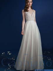 Свадебное платье Клео. Силуэт А-силуэт, Прямое. Цвет Белый / Молочный, Айвори / Капучино. Вид 1