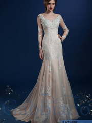 Свадебное платье Мавис. Силуэт А-силуэт, Рыбка. Цвет Белый / Молочный, Айвори / Капучино, Персик / Оранжевый. Вид 1