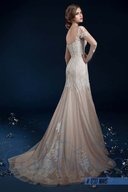 Свадебное платье Мавис. Силуэт Рыбка, А-силуэт. Цвет Айвори / Капучино, Белый / Молочный, Персик / Оранжевый. Вид 2