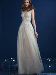 Свадебное платье Оливия. Силуэт А-силуэт, Прямое. Цвет Белый / Молочный, Айвори / Капучино. Вид 1