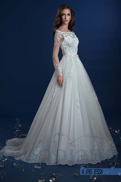 Свадебное платье Тесса. Силуэт А-силуэт. Цвет Белый / Молочный. Вид 3