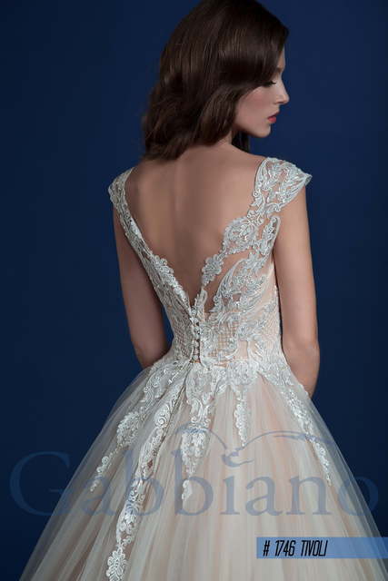 Свадебное платье Тиволи. Силуэт Пышное, А-силуэт. Цвет Айвори / Капучино, Персик / Оранжевый. Вид 3