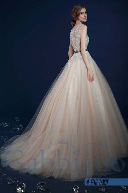 Свадебное платье Тэнди. Силуэт Пышное, А-силуэт. Цвет Айвори / Капучино, Персик / Оранжевый. Вид 2