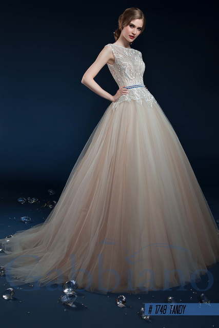 Свадебное платье Тэнди. Силуэт Пышное, А-силуэт. Цвет Айвори / Капучино, Персик / Оранжевый. Вид 3