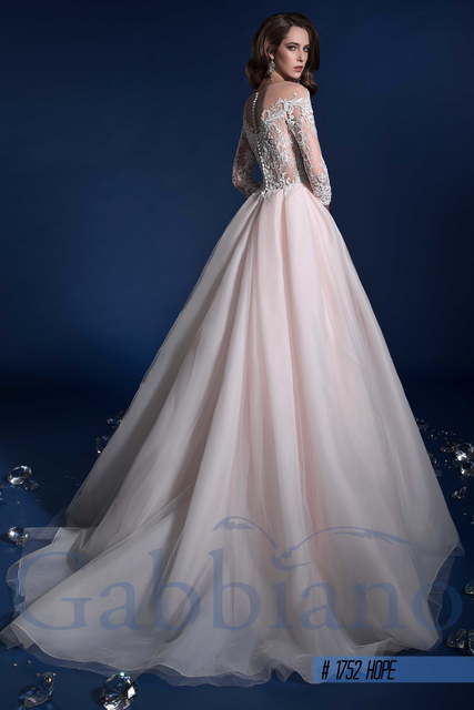 Свадебное платье Хоуп. Силуэт Пышное, А-силуэт. Цвет Белый / Молочный, Персик / Оранжевый, оттенки Розового. Вид 2