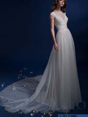 Свадебное платье Эльяни. Силуэт А-силуэт, Прямое. Цвет Белый / Молочный, Айвори / Капучино, Пепельный / Металлик. Вид 1