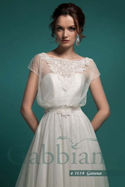 Свадебное платье Гемма. Силуэт А-силуэт. Цвет Белый / Молочный. Вид 3