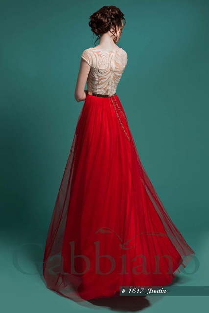 Свадебное платье Джастина. Силуэт А-силуэт, Прямое. Цвет Айвори / Капучино, Золото, Красный / Марсала. Вид 2