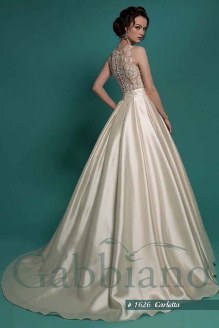 Свадебное платье Карлотта. Силуэт Пышное, А-силуэт. Цвет Айвори / Капучино, Золото. Вид 2