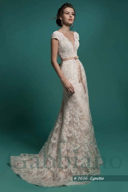 Свадебное платье Линетта. Силуэт Рыбка, А-силуэт. Цвет Айвори / Капучино, Белый / Молочный. Вид 2