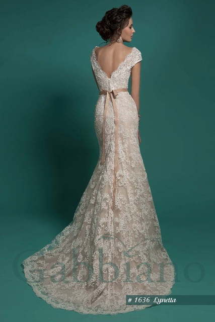 Свадебное платье Линетта. Силуэт Рыбка, А-силуэт. Цвет Айвори / Капучино, Белый / Молочный. Вид 3