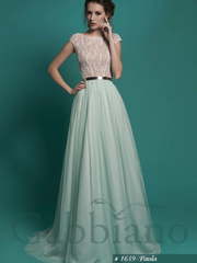 Свадебное платье Паула. Силуэт А-силуэт. Цвет Айвори / Капучино, оттенки Зеленого, Тиффани. Вид 1