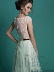 Свадебное платье Паула. Силуэт А-силуэт. Цвет Айвори / Капучино, оттенки Зеленого, Тиффани. Вид 2