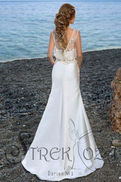 Свадебное платье Дориан. Силуэт Рыбка, А-силуэт. Цвет Белый / Молочный. Вид 2