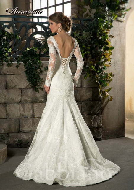 Свадебное платье Ангелина. Силуэт А-силуэт. Цвет Белый / Молочный. Вид 2