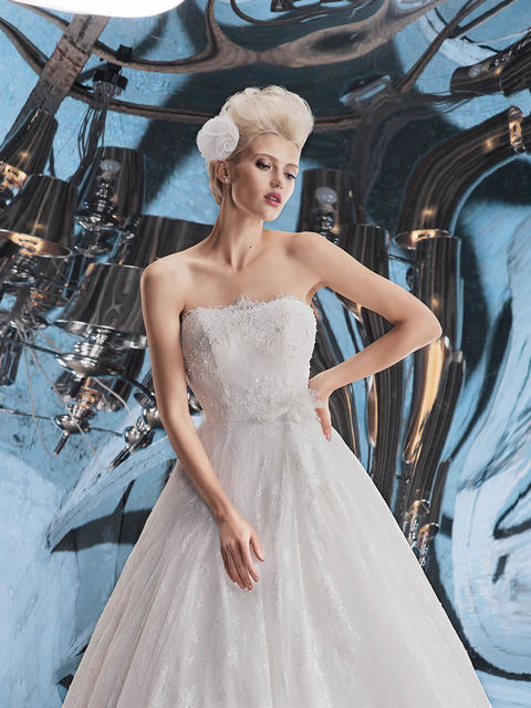 Свадебное платье Omega. Силуэт А-силуэт. Цвет Белый / Молочный. Вид 3