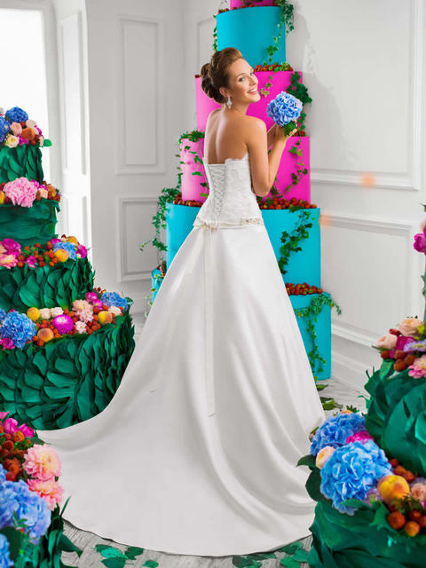 Свадебное платье Flambe. Силуэт А-силуэт. Цвет Белый / Молочный. Вид 2