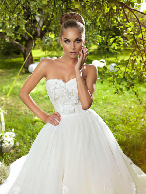 Свадебное платье Rozetta. Силуэт Пышное, А-силуэт. Цвет Белый / Молочный. Вид 3