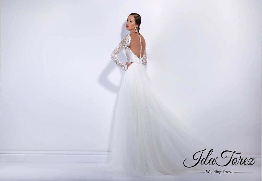 Свадебное платье Bari. Силуэт А-силуэт, Прямое. Цвет Белый / Молочный. Вид 2