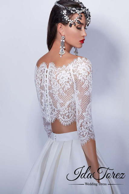 Свадебное платье Barcino. Силуэт А-силуэт. Цвет Белый / Молочный. Вид 3