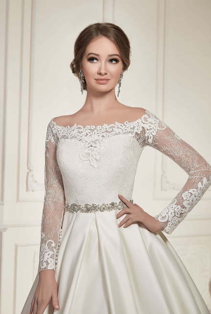 Свадебное платье Солер. Силуэт Пышное, А-силуэт. Цвет Белый / Молочный. Вид 3