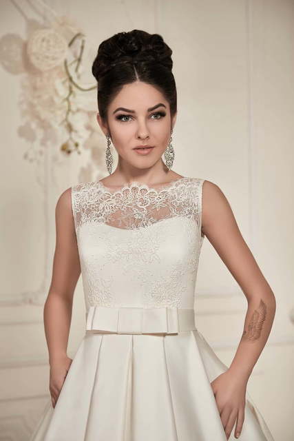 Свадебное платье Десма. Силуэт А-силуэт. Цвет Белый / Молочный. Вид 4