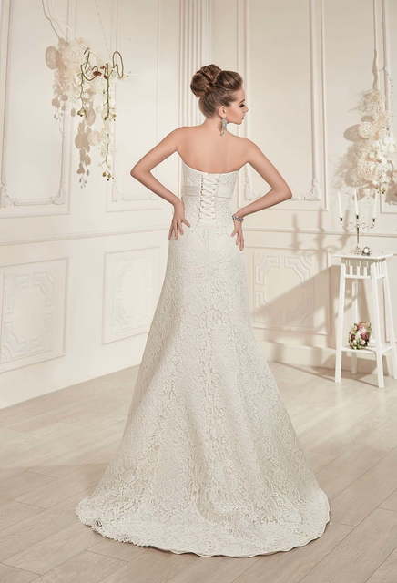 Свадебное платье Венета. Силуэт А-силуэт, Прямое. Цвет Белый / Молочный. Вид 3