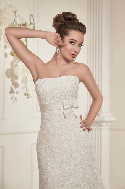 Свадебное платье Венета. Силуэт А-силуэт, Прямое. Цвет Белый / Молочный. Вид 6