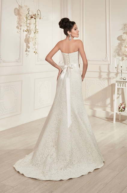 Свадебное платье Дамалия. Силуэт А-силуэт, Прямое. Цвет Белый / Молочный. Вид 2