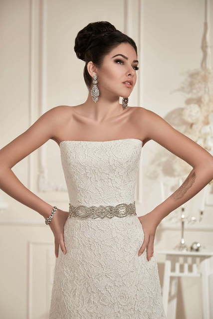 Свадебное платье Дамалия. Силуэт А-силуэт, Прямое. Цвет Белый / Молочный. Вид 4