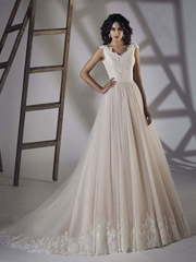 Свадебное платье Telde. Силуэт А-силуэт. Цвет Белый / Молочный, Айвори / Капучино, оттенки Розового. Вид 1