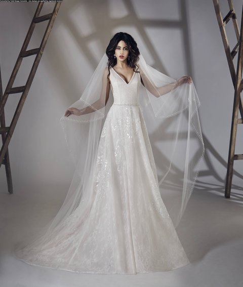 Свадебное платье Tasiala. Силуэт А-силуэт, Прямое. Цвет Белый / Молочный. Вид 4