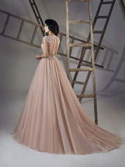 Свадебное платье Primura. Силуэт А-силуэт. Цвет Айвори / Капучино, оттенки Розового. Вид 2