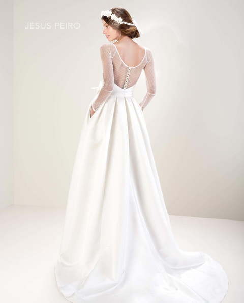 Свадебное платье 7011. Силуэт А-силуэт, Прямое. Цвет Белый / Молочный. Вид 2