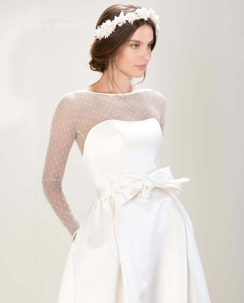 Свадебное платье 7011. Силуэт А-силуэт, Прямое. Цвет Белый / Молочный. Вид 3