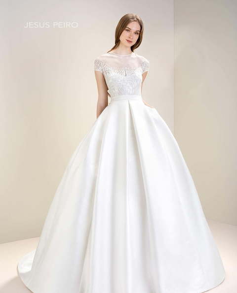 Свадебное платье 7027. Силуэт Пышное, А-силуэт. Цвет Белый / Молочный. Вид 1