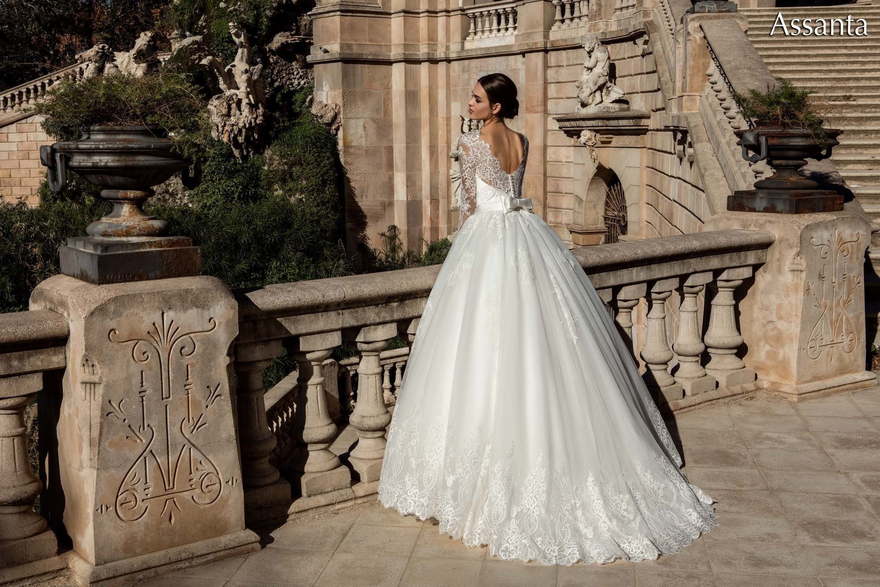 Свадебное платье Assanta. Силуэт Пышное, А-силуэт. Цвет Белый / Молочный. Вид 2