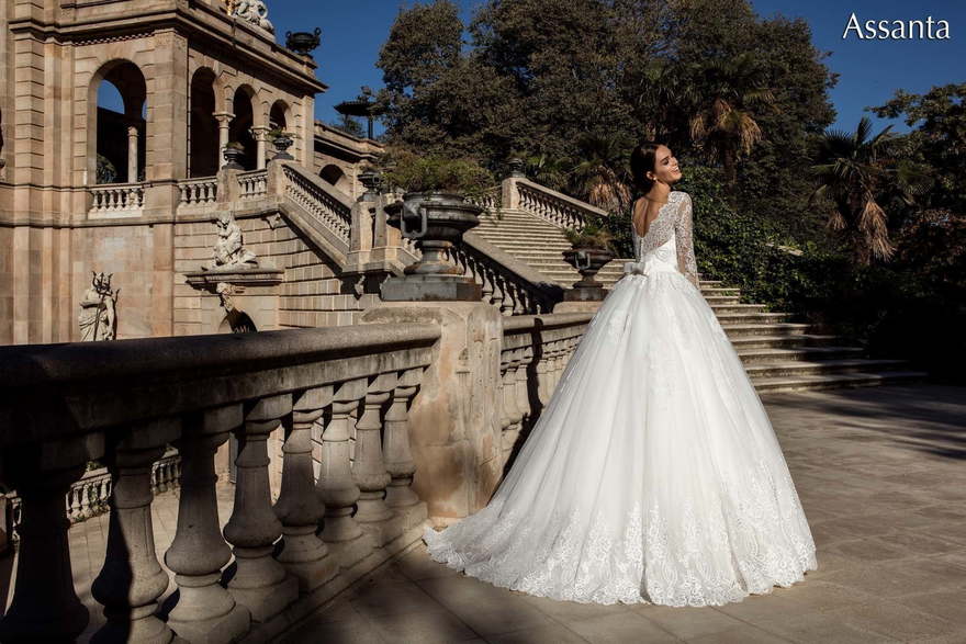 Свадебное платье Assanta. Силуэт Пышное, А-силуэт. Цвет Белый / Молочный. Вид 5