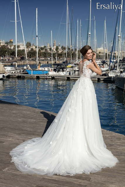 Свадебное платье Ersalia. Силуэт Пышное, А-силуэт. Цвет Белый / Молочный. Вид 2