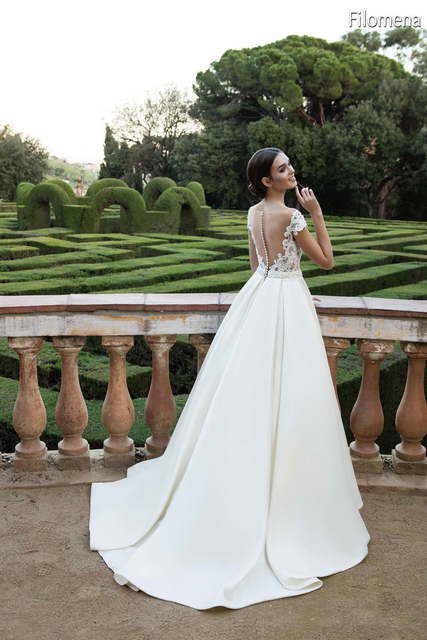 Свадебное платье Filomena. Силуэт А-силуэт. Цвет Белый / Молочный. Вид 2