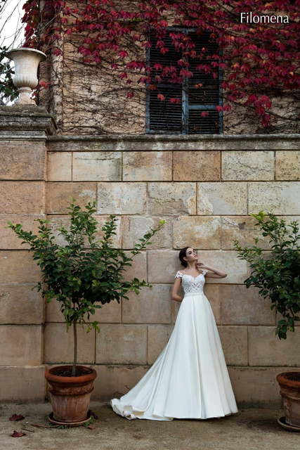 Свадебное платье Filomena. Силуэт А-силуэт. Цвет Белый / Молочный. Вид 3