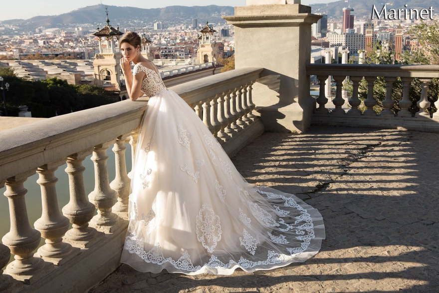 Свадебное платье Marinet. Силуэт Пышное, А-силуэт. Цвет Белый / Молочный. Вид 4