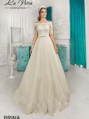 Свадебное платье Brina. Силуэт А-силуэт. Цвет Белый / Молочный, Айвори / Капучино. Вид 1