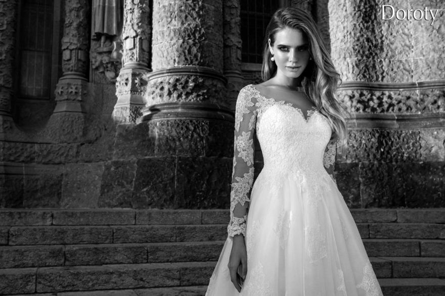 Свадебное платье Dorothy. Силуэт А-силуэт. Цвет Айвори / Капучино, оттенки Розового. Вид 3