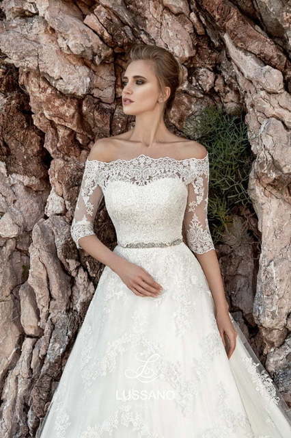 Свадебное платье Mallissa. Силуэт А-силуэт. Цвет Белый / Молочный. Вид 3