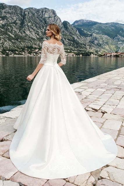 Свадебное платье Margarett. Силуэт А-силуэт. Цвет Белый / Молочный. Вид 2