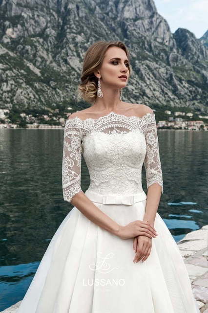 Свадебное платье Margarett. Силуэт А-силуэт. Цвет Белый / Молочный. Вид 3