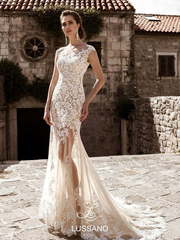 Свадебное платье Mariana. Силуэт А-силуэт, Прямое. Цвет Айвори / Капучино, Персик / Оранжевый. Вид 2