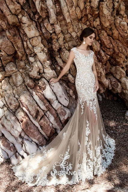 Свадебное платье Mariana. Силуэт А-силуэт, Прямое. Цвет Айвори / Капучино, Персик / Оранжевый. Вид 5