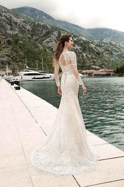 Свадебное платье Matty. Силуэт Рыбка, А-силуэт, Прямое. Цвет Айвори / Капучино, Белый / Молочный, Персик / Оранжевый. Вид 4